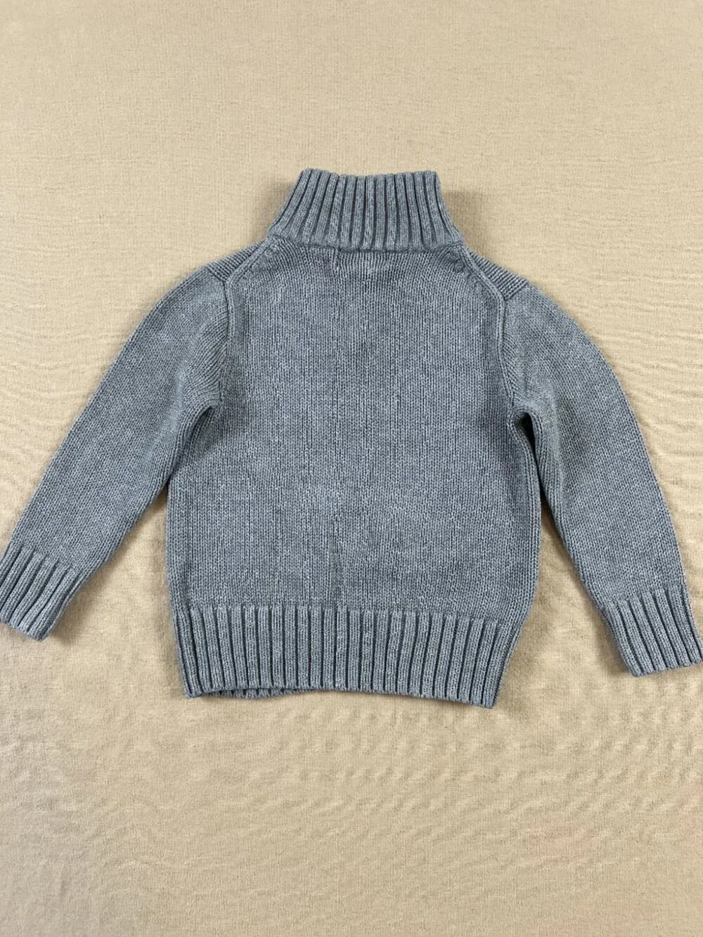 Polo Ralph Lauren Boy's 2T 1/4 Zip Gray Knit Sweater 100% Cotton Classic Pony